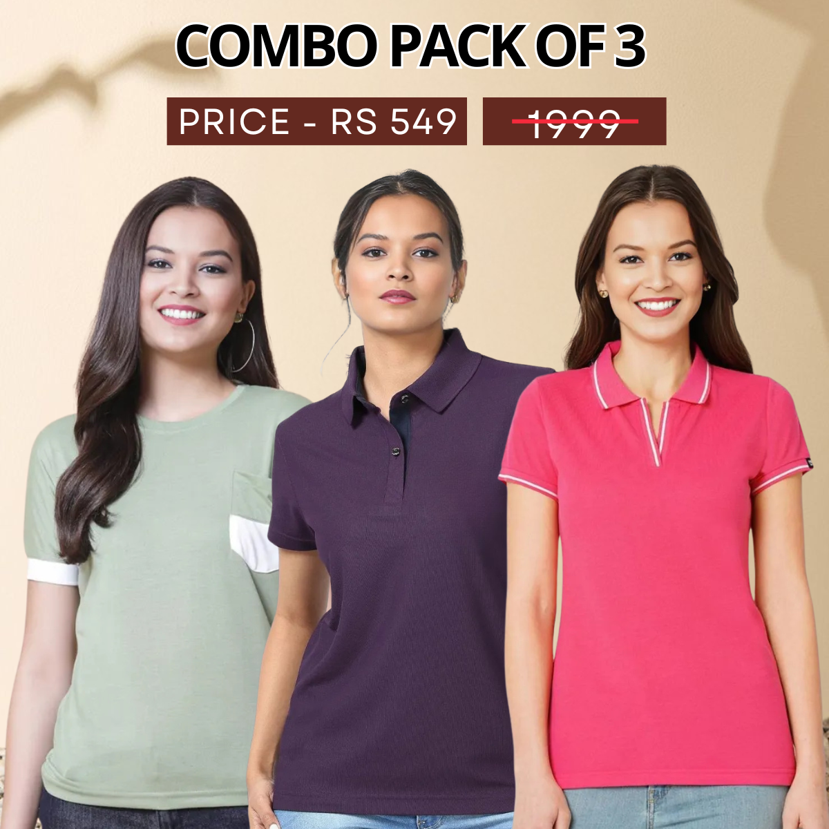 Perfect Fit, Perfect Pack: 3 Stylish Tees for Women