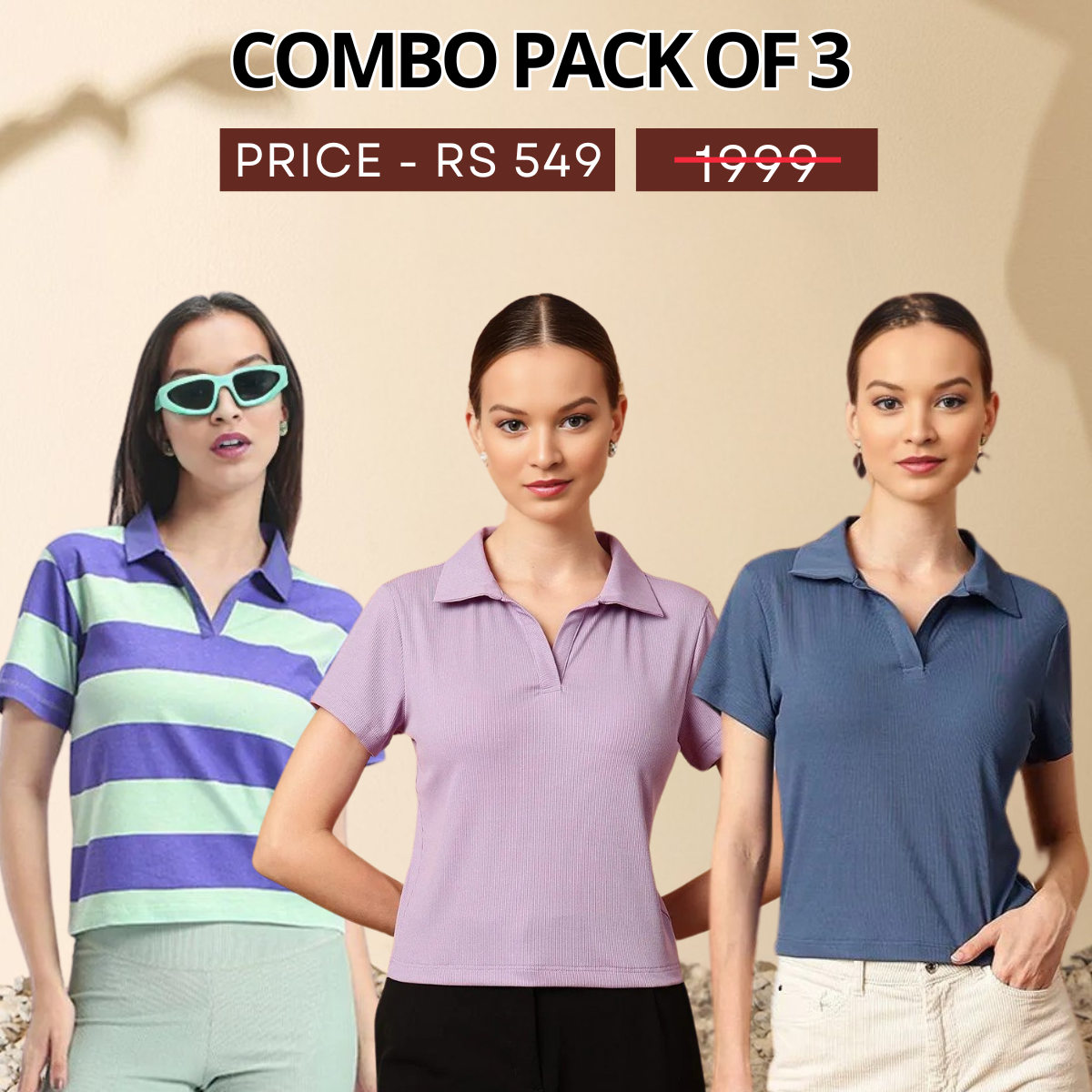 Perfect Fit, Perfect Pack: 3 Stylish Tees for Women