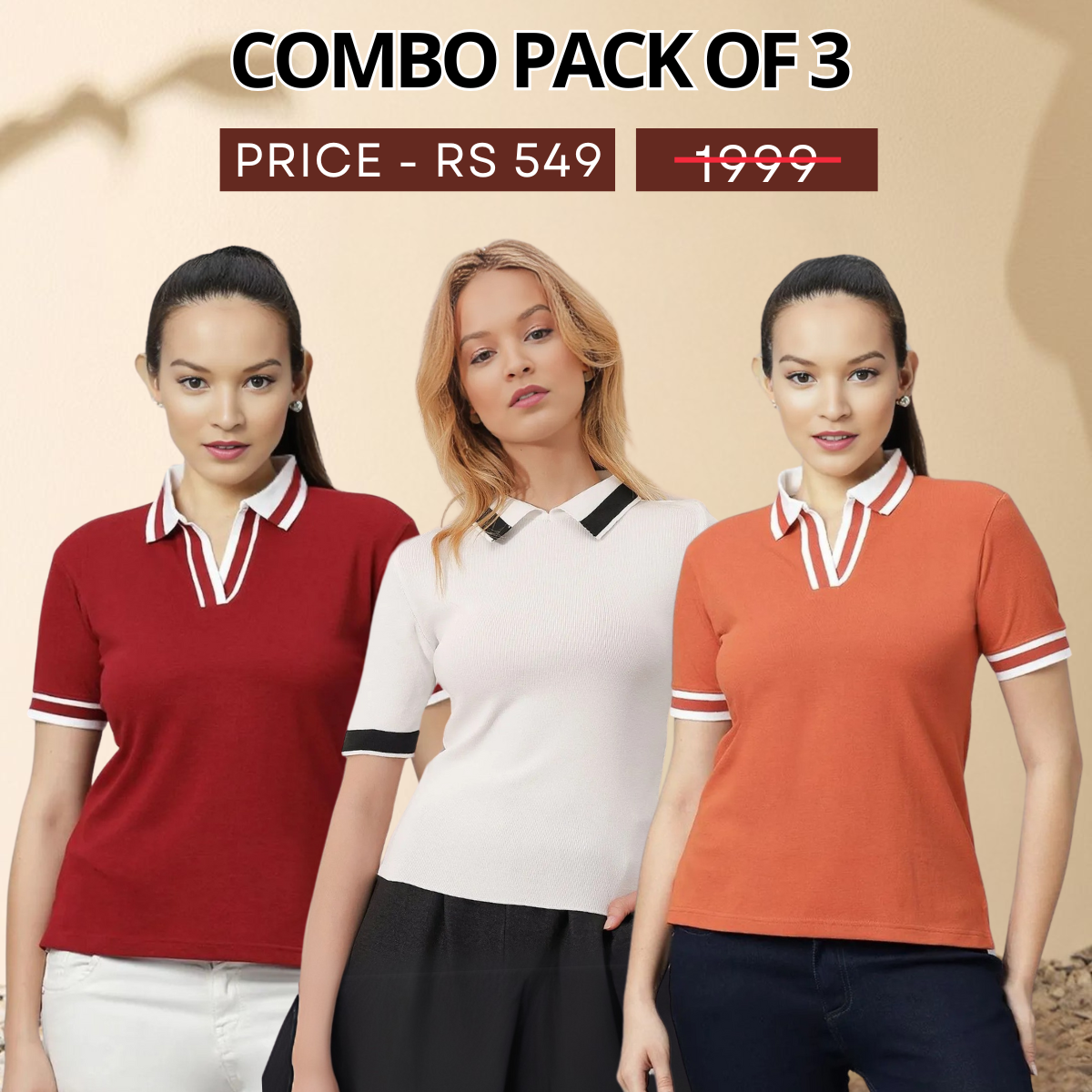 Perfect Fit, Perfect Pack: 3 Stylish Tees for Women