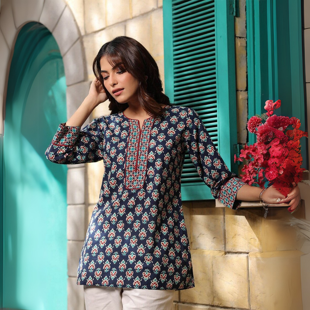 3 Combo Pack Cotton Short Kurtis | Summer Cotton Bliss | 3/4 Sleeve
