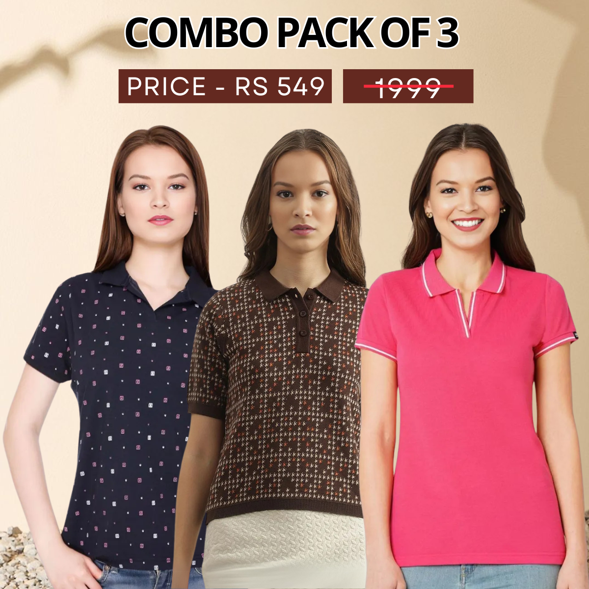Perfect Fit, Perfect Pack: 3 Stylish Tees for Women