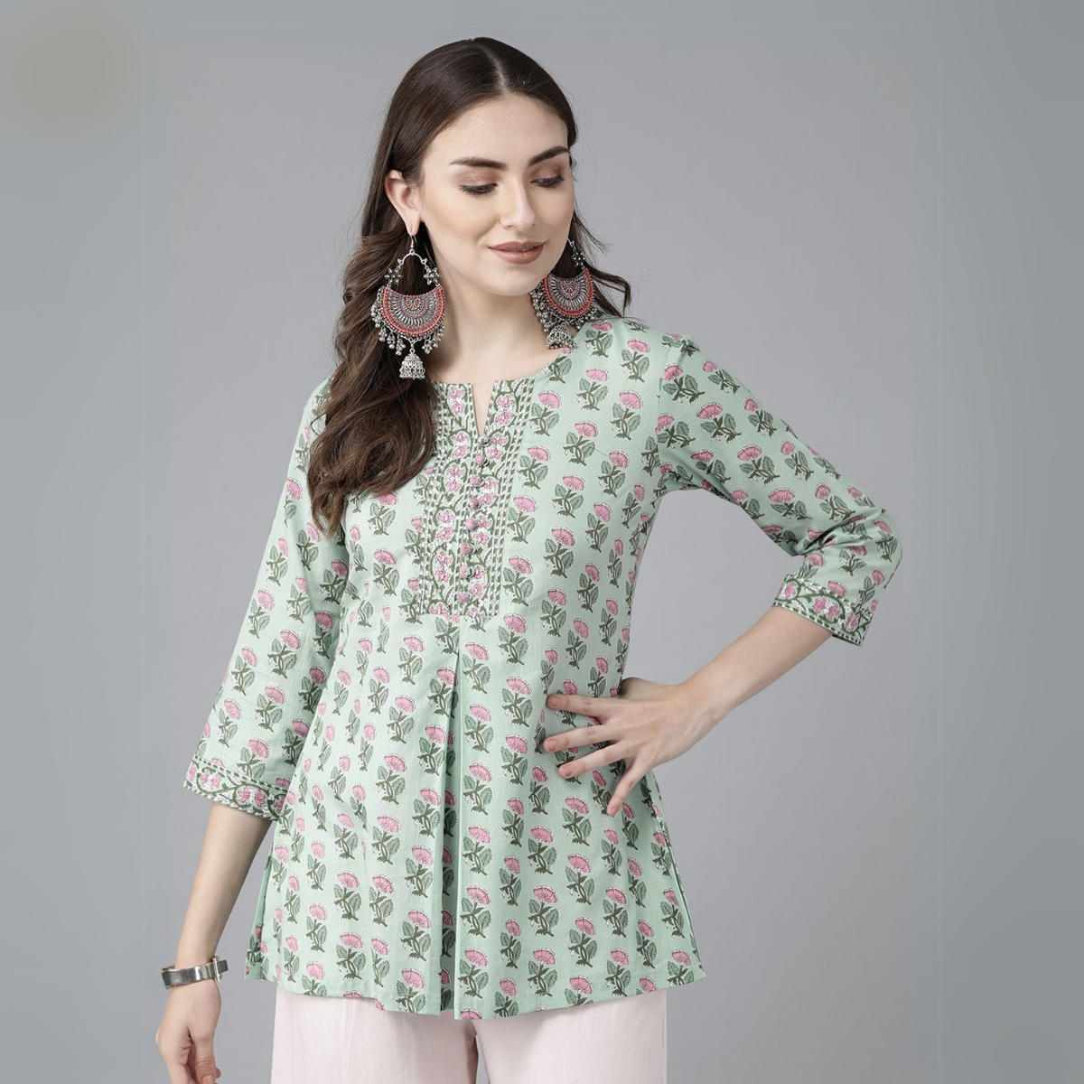 3 Combo Pack Cotton Short Kurtis | Summer Cotton Bliss | 3/4 Sleeve