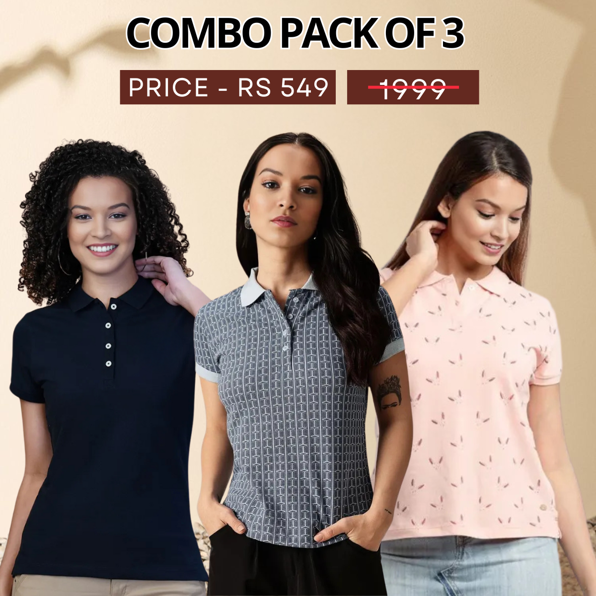 Perfect Fit, Perfect Pack: 3 Stylish Tees for Women