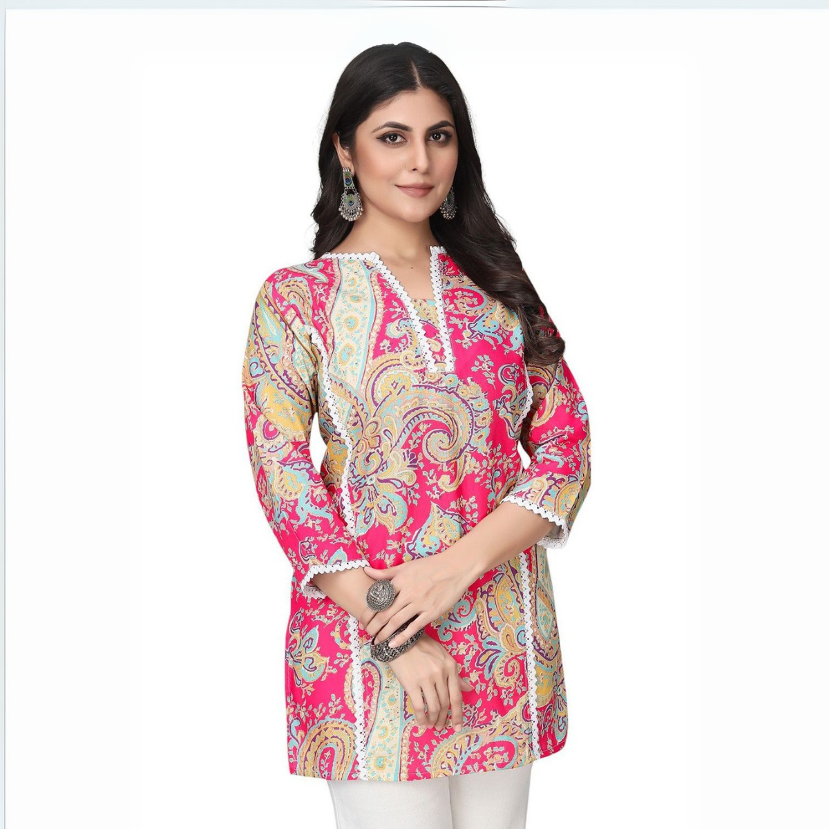 2-Pack Cotton Short Kurtis | Summer Cotton Bliss | 3/4 Sleeve