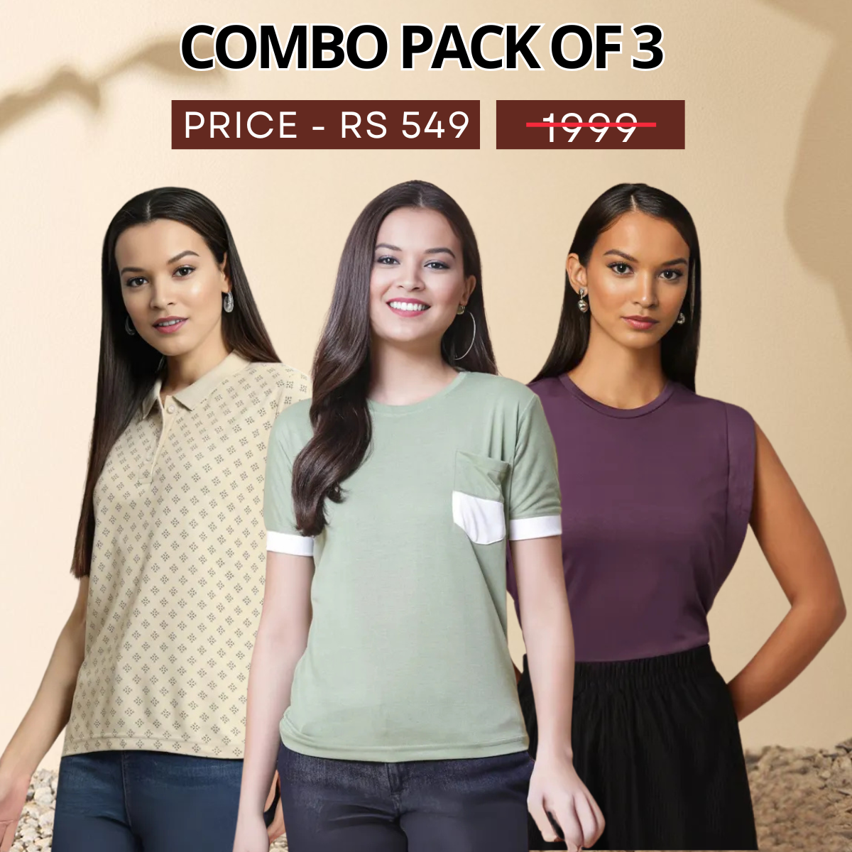 Perfect Fit, Perfect Pack: 3 Stylish Tees for Women