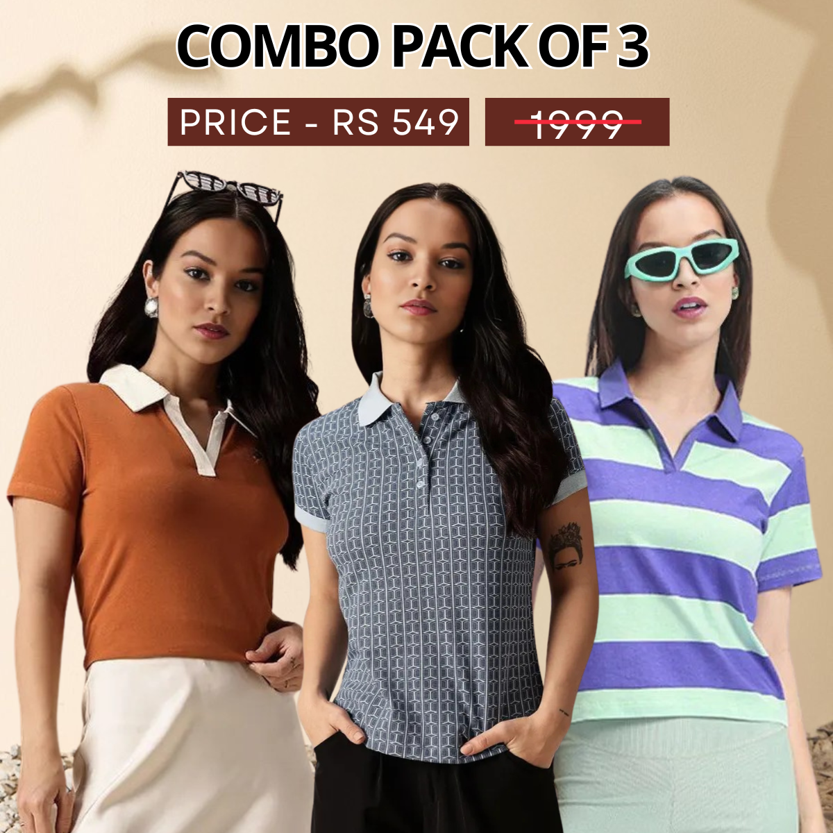Perfect Fit, Perfect Pack: 3 Stylish Tees for Women