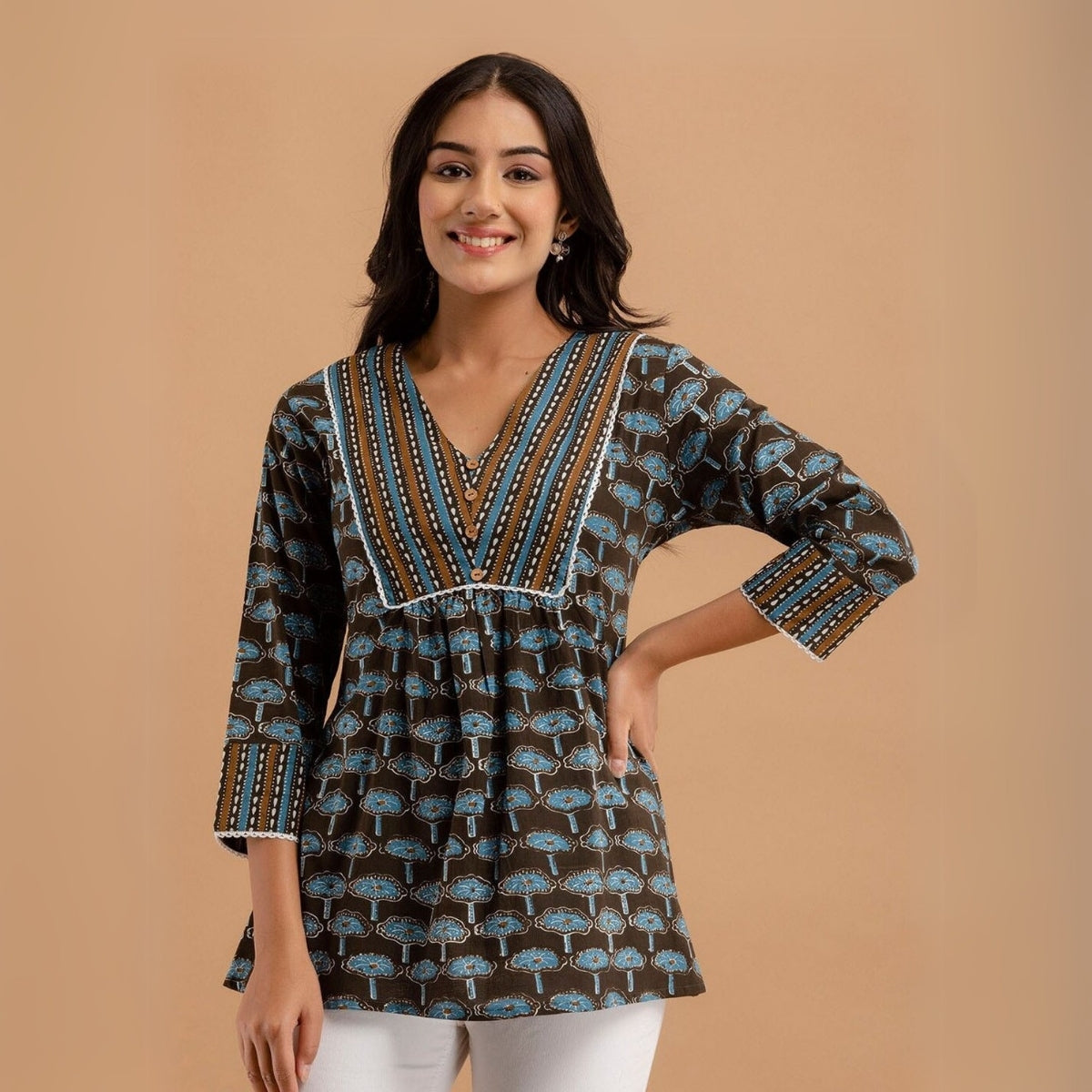 2-Pack Cotton Short Kurtis | Summer Cotton Bliss | 3/4 Sleeve