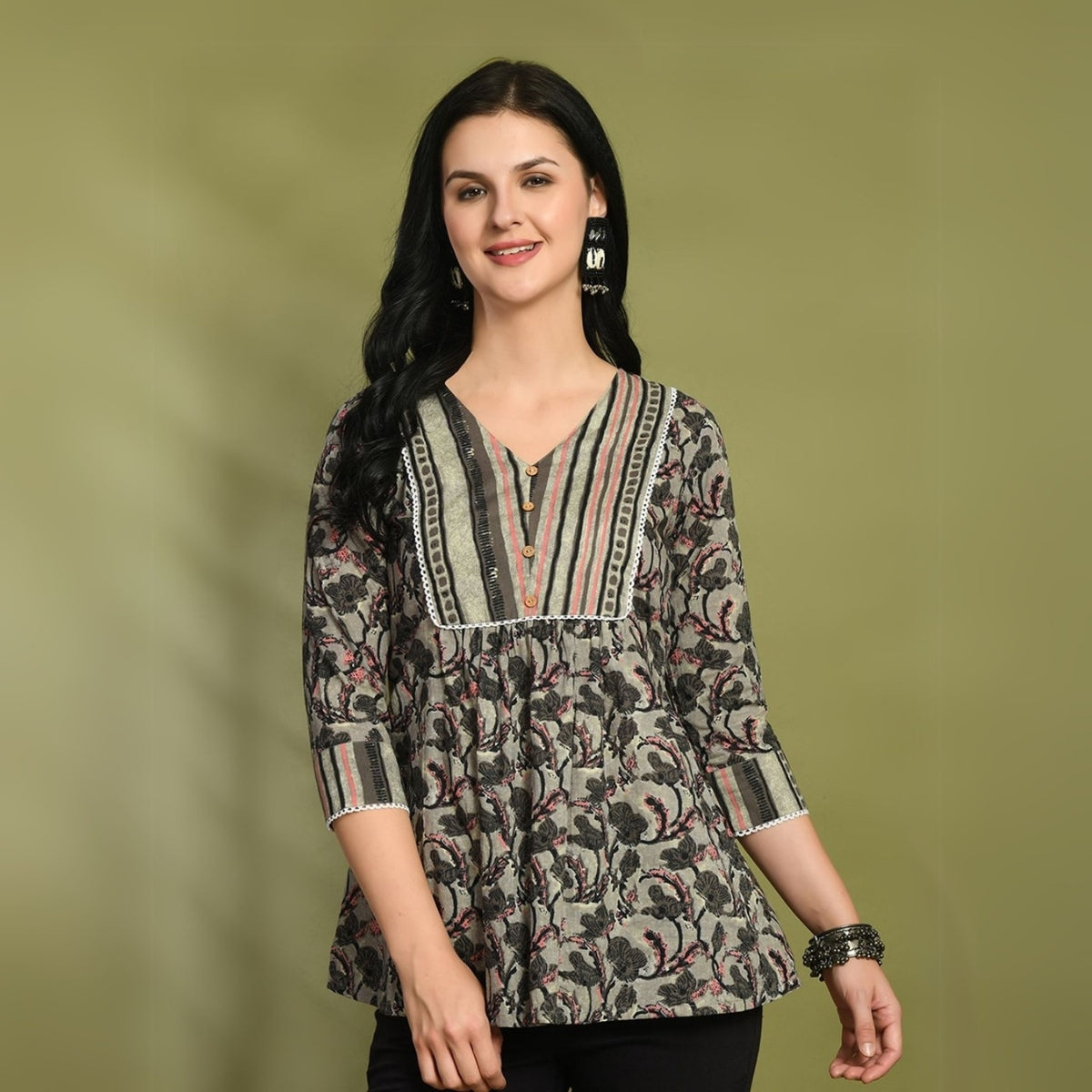 2-Pack Cotton Short Kurtis | Summer Cotton Bliss | 3/4 Sleeve