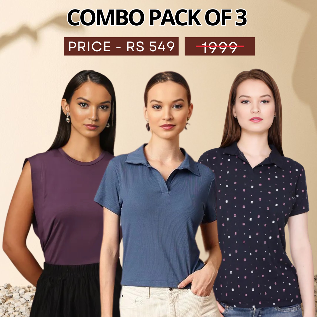 Perfect Fit, Perfect Pack: 3 Stylish Tees for Women